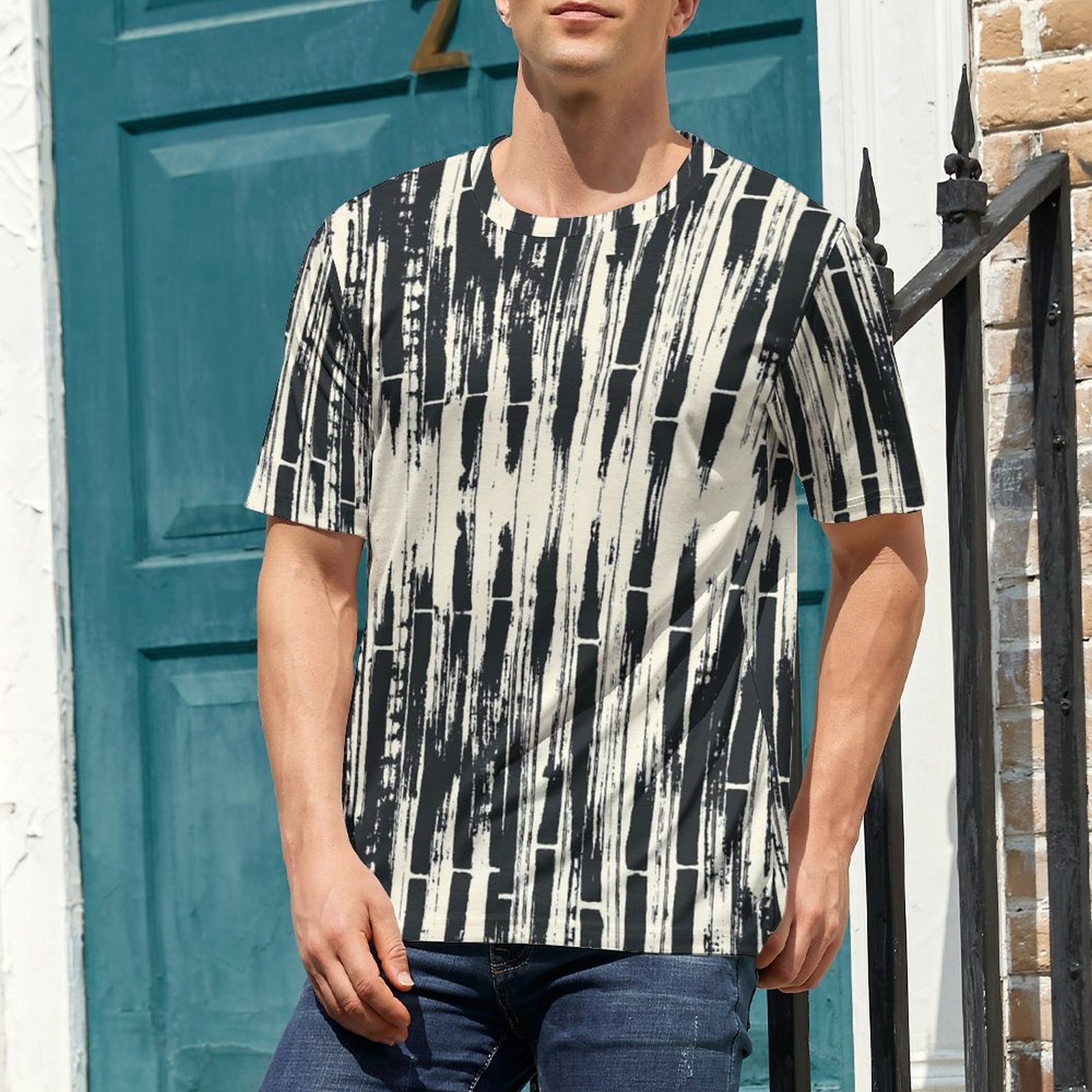 Shibori Tie Dye - Летняя футболка черного цвета с принтом
