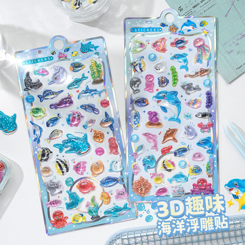 Japanese Lifestyle Gifts - Японские мультяшные 3D-наклейки с морскими обитателями: