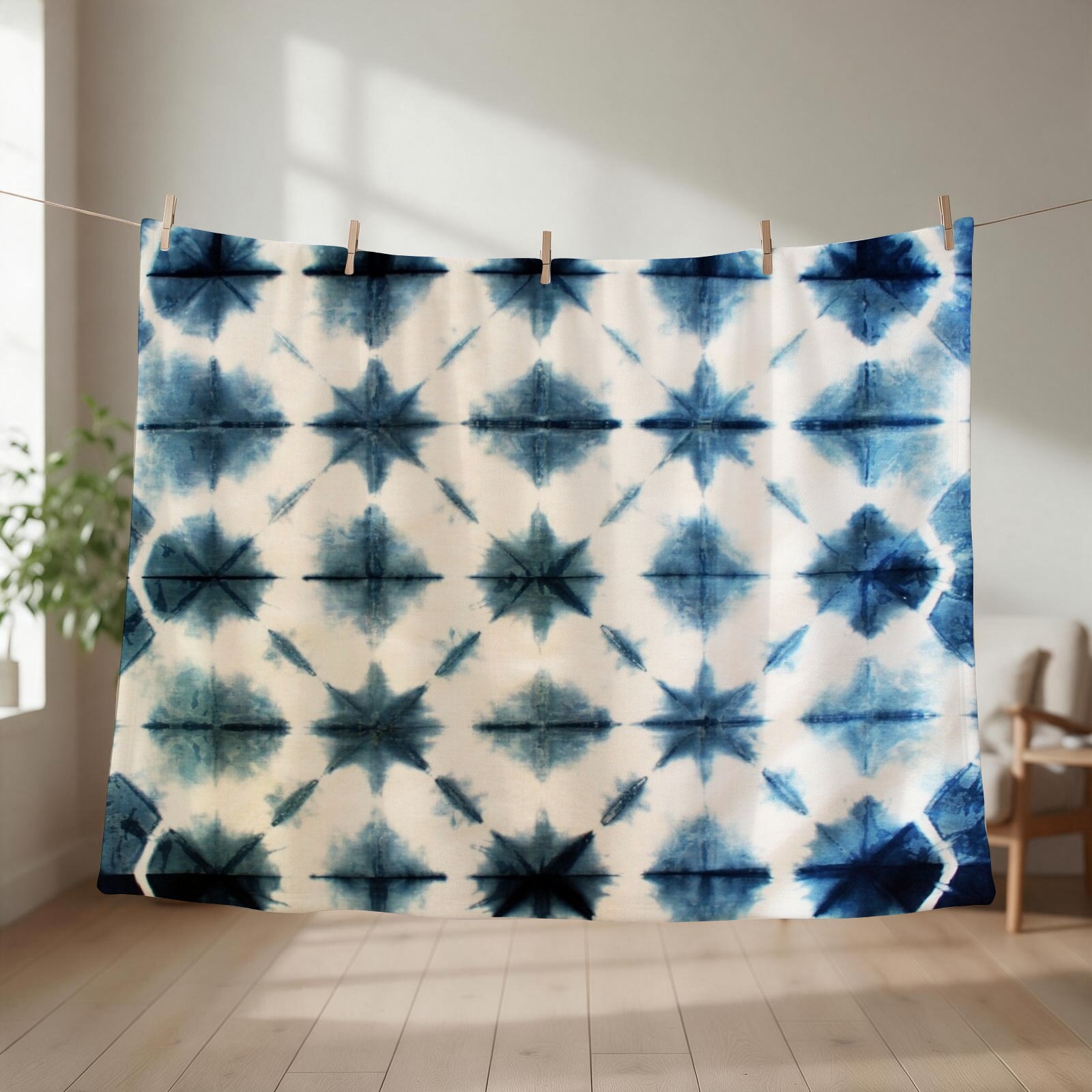 Shibori Tie Dye - Пледы в технике шибори тай-дай, индиго,